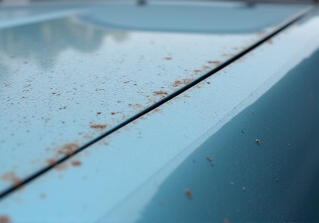 研磨前のくすんだ車の塗装